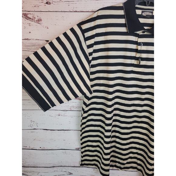 Haley Reserve Black Tan Striped Short Sleeve Preppy Casual Polo Shirt Mens Sz XL - Picture 7 of 11